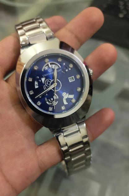 Universe Point Black Skeleton Dial Men's Watch