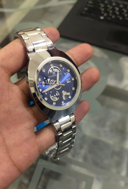 Universe Point Black Skeleton Dial Men's Watch