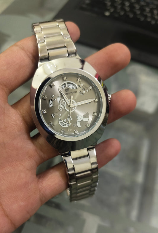 Universe Point Black Skeleton Dial Men's Watch