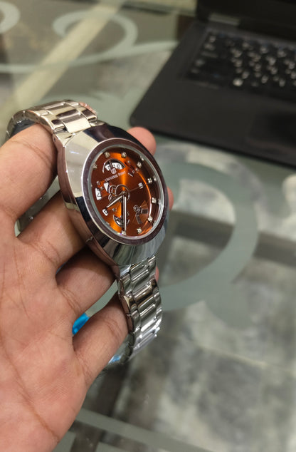 Universe Point Black Skeleton Dial Men's Watch